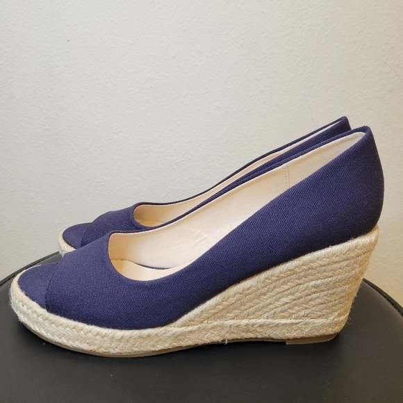 Boston Design Blue Espadrille Wedges Size 7.5 NWOT - Picture 1 of 13